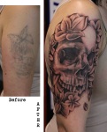 skull and flower cover up